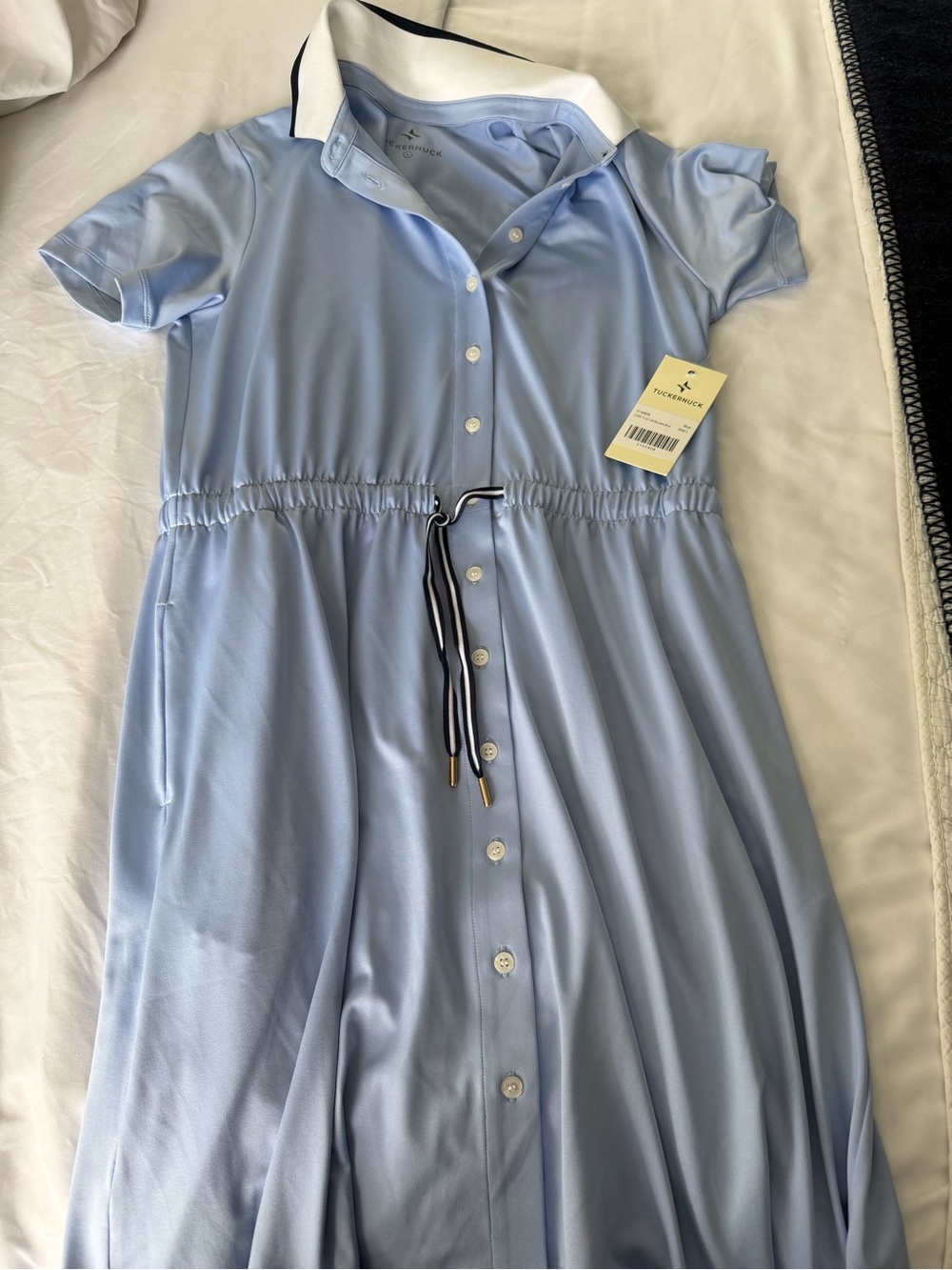 Tuckernuck Light Blue Polo Shirt Dress with White Collar